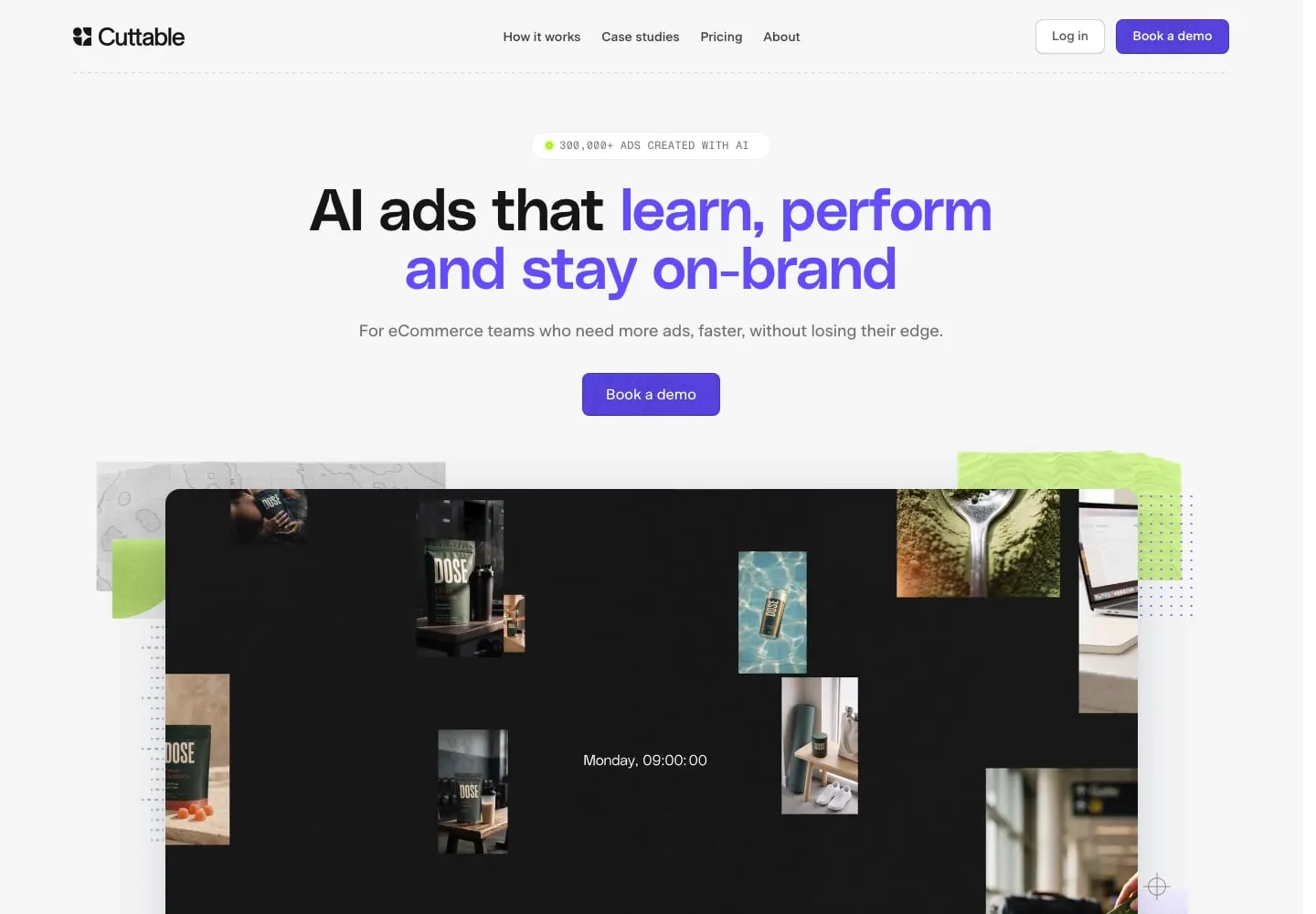 Cuttable homepage showing its creative planning, production and publishing workflow, captured on 30 October 2026